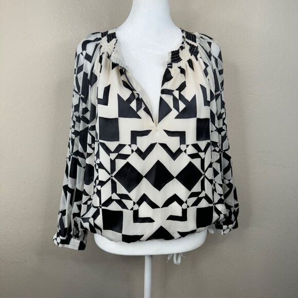 Alice + Olivia Geometric Print Blouse S Art Edgy‎ Preppy Mod - Picture 1 of 12